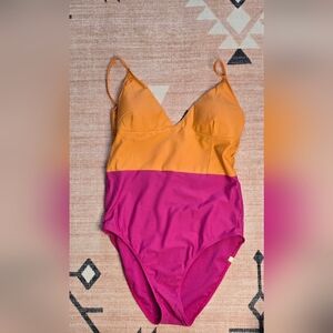 summersalt Two-Tone One-Piece Swimsuit in Orange and Pink